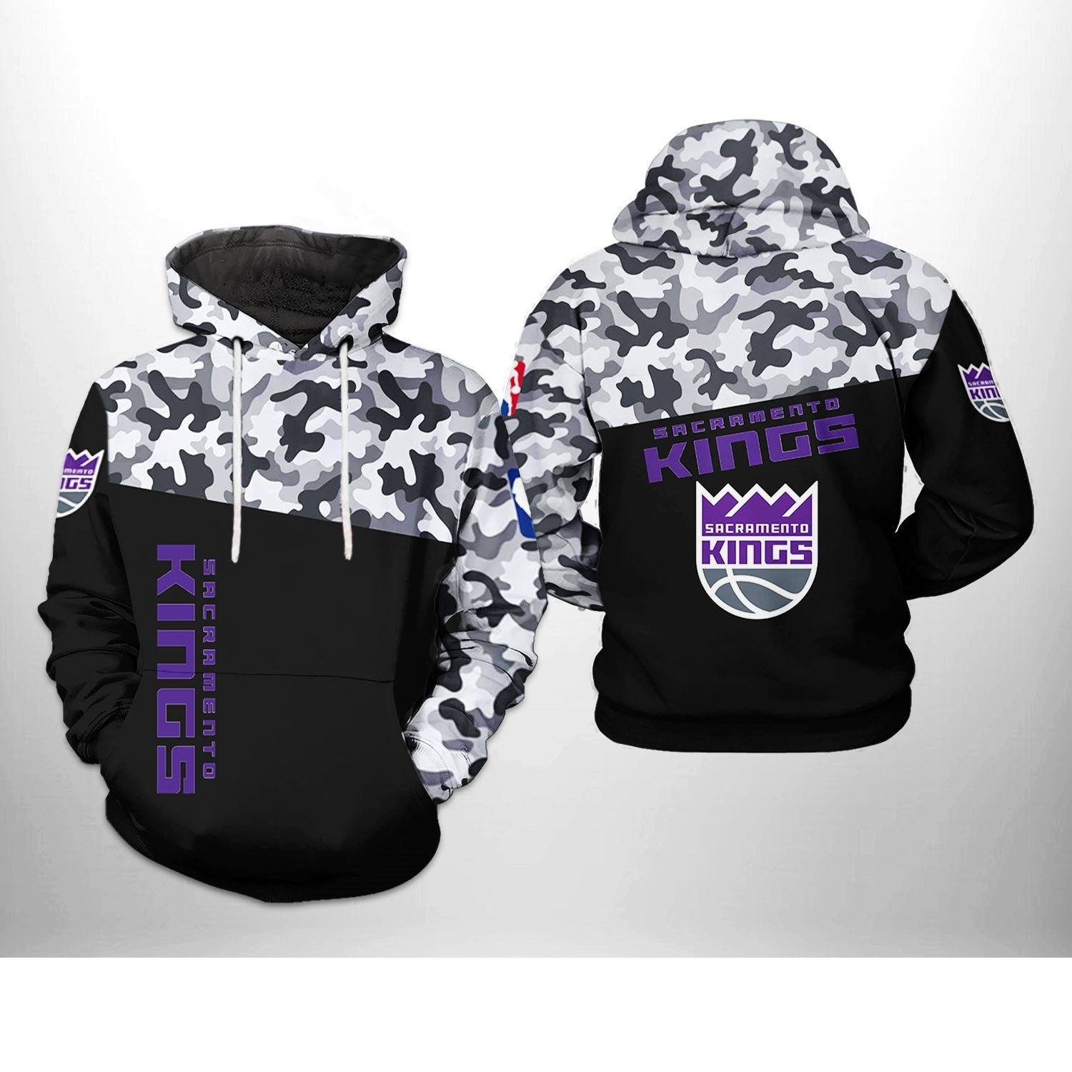 Men's Sacramento Kings Black Camo Hoodie – Official Nba Pullover Sweatshirt